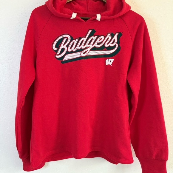 Wisconsin Badgers Red Hoodie Sweatshirt Fanatics Women’s Large - Picture 2 of 7